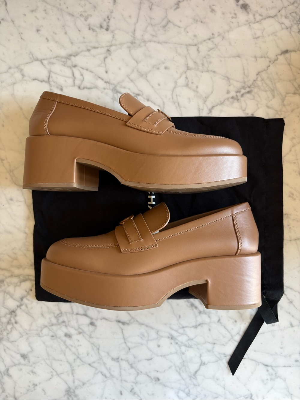 CHANEL CALFSKIN LEATHER PLATFORM LOAFERS - Picture 4 of 6